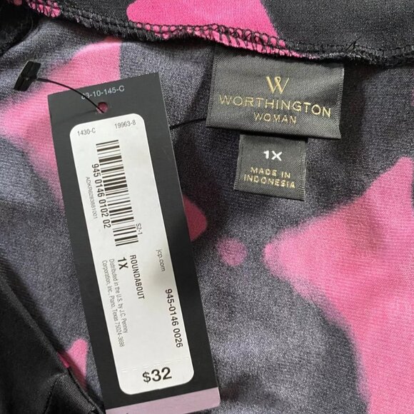 WORTHINGTON Pink Harlequin Abstract Draped smocked Camisole Tank shirt *SIZE XL* - Picture 5 of 5